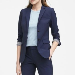 Long and Lean Blue Plaid Italian Wool Blazer 4